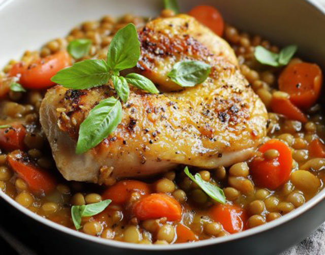 Poulet aux Lentilles et à la Tomate WW